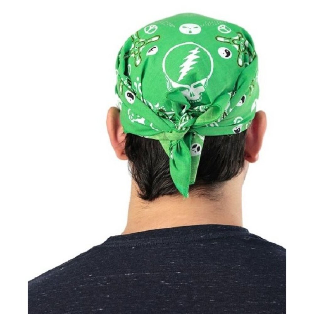 New Green Bear Skull Grateful Dead Bandana Hippie Headband Tour Peace Yin Yang - Picture 2 of 3